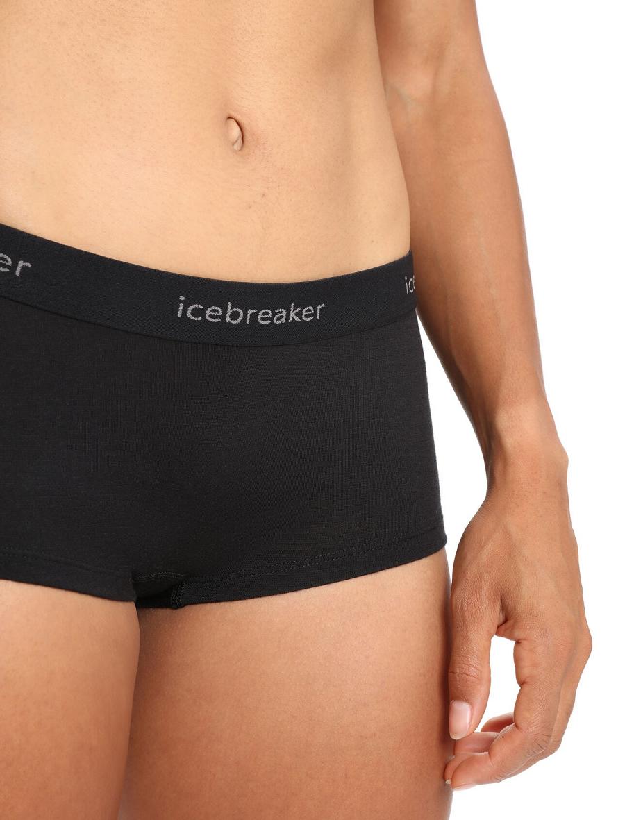 Sous Vêtement Icebreaker Merino 200 Oasis Thermal Boy Shorts Femme Noir | FR 1685XYUF